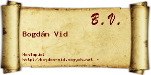 Bogdán Vid névjegykártya